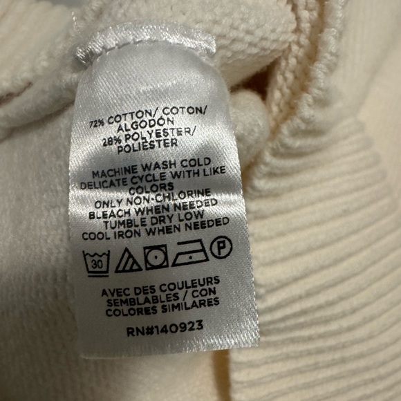 LOFT Cream Turtleneck Poncho Oversized Sweater Small - Picture 4 of 7